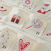 cheap Christmas Tapestry Hanging-Fabric Christmas Advent Calendar with Pockets,Reusable Natural 24 Days Countdown Advent Calendar Hanging Storage Bag for Xmas Holiday Home Wall Decoration
