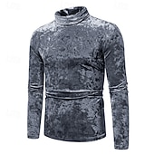 economico Magliette casual da uomo-Per uomo Maglietta Maglietta in velluto Camicia a Maniche Lunghe Manica Lunga Dolcevita Primavera Autunno Semplice Moda Designer Essenziale Classico Vacanza Streetwear Uscire Vinaccia Nero Argenteo