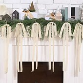 billige Sløyfer og bånd-6 stk. store fløyelssløyfer til julepynt – elegant hengende julepynt med gullring til juletre, krans og girlander – ingen strøm nødvendig, enkel å henge opp, perfekt til feriehuset, festen eller