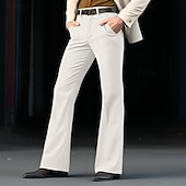 baratos Alargamento-Homens Social Calça larga Parte inferior do sino Calças Bolsos Tecido Conforto Respirável Casamento Ao ar livre Diário Moda Casual Preto Branco