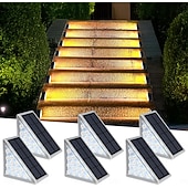 Недорогие Подсветки дорожки и фонарики-Светильники для лестниц на солнечных батареях, уличные светильники для лестниц, водонепроницаемые, с автоматическим включением/выключением - теплый белый свет 3000 К для ступеней, лестниц, террас,