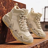 baratos Botas de caminhada-calçados esportivos masculinos bege de cano alto - botas táticas de caminhada duráveis para aventuras ao ar livre