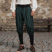 Недорогие Низ-Ретро Средневековый 17ый век Пиратские Штаны Пираты Рыцарь Викинг Крестоносец Ranger Кулиска В полоску Маскарадный костюм Муж. Пираты Хэллоуин Карнавал РИЖД Рен Фэйр Взрослые Брюки