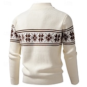 ieftine pulover cardigan pentru bărbați-Bărbați Pulover Cardigan Pulover decupat Pulover cu fermoar Pulover tricotat Striat Tricotat Topuri obișnuite Buzunar Geometric Guler de stand Modă Clasic Vacanță Purtare Zilnică Îmbrăcăminte Toamn