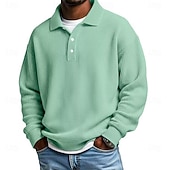 preiswerte Klassisches Poloshirt für Herren-Herren Waffel-Poloshirts Textur Formell Geschäft Klassisch Langarm Mode Einfarbig Einfach 3 Teile Mehrfachpackung Herbst Frühling &amp; Herbst Ganzjahres Lässiger Schnitt 1# 2# 3# 4# 5# 6#