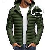 voordelige Heren donsjassen &amp; parka's-Voor heren Winterjas Pufferjas Gewatteerde jas Zak Polyester Vakantie Alledaagse kleding Afspraakje Normaal Modieus Casual Comfortabel Thermisch Warm Winter Effen / effen kleur Zwart Wit Geel Rood