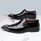 economico Mocassini-mocassini neri da uomo con fibbia decorativa, design elegante per occasioni formali, matrimoni ed eventi speciali