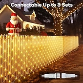 economico Strisce LED-Set di luci a rete collegabili 3 in 1 per interni ed esterni, luci decorative per Natale, Capodanno, matrimonio, atmosfera festiva, telecomando a 13 tasti, tensione di sicurezza 31 V, 1,5 * 1,5 m - 96