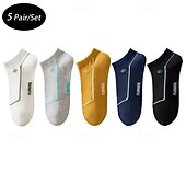 levne pánské ponožky-Pánské 5 párů Vícenásobné balení Ponožky Koşu Çorapları Ponožky pro běžné nošení Duhová Barva Slátanina Písmena Dovolená Sporty a outdoor Denní Základní Střední Jaro Podzim Módní Na běžné nošení