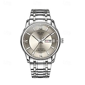 abordables Montres à quartz-La nouvelle montre pour hommes au cadran romain Deblve à la mode et tendance avec bracelet en alliage calendrier lumineux et affichage du jour. C'est un choix idéal pour une vie simple décontractée