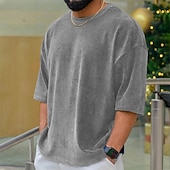 economico Magliette casual da uomo-Per uomo Maglietta Camicia di Velluto a Coste Camicia a Maniche Corte Manica Corta Girocollo Estate Semplice Moda Designer Essenziale Jacquard Vacanza Streetwear Uscire Vinaccia Nero Bianco Maglietta