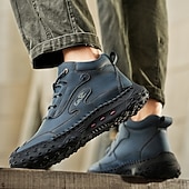 economico Stivaletti alla caviglia-scarponi da trekking bianchi da uomo fatti a mano: design in similpelle resistente e confortevole, perfetti per le avventure all'aria aperta e per l'uso quotidiano