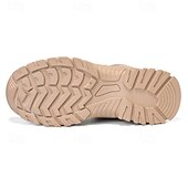 abordables Bottes de randonnée-Bottes de randonnée d&#039;extérieur beiges pour hommes avec semelle en caoutchouc antidérapante et construction respirante, bottes tactiques légères pour la randonnée, le camping et le port quotidien