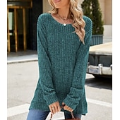 halpa Naisten Yksinkertaiset Paidat-Naisten Pusero Yhtenäinen väri Tyylikäs Vapaa-aika Pitkähihainen Tiukka pyöreä kaula-aukko Tavalliset topit Päivittäin Rypytetty Ruohonvihreä Musta Punastuvan vaaleanpunainen Viini Sininen Kevät