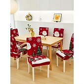 cheap Dining Chair Cover-1/2/4PC/6PC Christmas Milk Silk Printed Chair Cover – Decorative, Anti-Slip &amp; Dustproof Slipcover, Soft Stretch Fabric for All Seasons