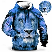 Χαμηλού Κόστους ανδρικά φούτερ με κουκούλα-Ανδρικά Μεγάλα Μεγέθη Φούτερ πουλόβερ με κουκούλα και πουλόβερ Μεγάλος και Ψηλός Ζώο Με Κουκούλα Τσέπη Μακρυμάνικο Άνοιξη &amp; Χειμώνας Μοντέρνα Κομψό στυλ street Βασικό Άνετο Καθημερινά Ρούχα Διακοπές