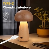 お買い得  テーブルランプ-調光可能なキノコ型テーブルランプ、タッチ式スマート3色キノコ型ランプ、USB充電式ナイトライト、無段階調光、クリスマス、自宅学習、寮の装飾、誕生日プレゼント、ベッドサイドランプ