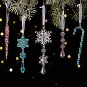 levne Ozdoby-20 ks vánočních křišťálových závěsných ozdob, průhledných akrylových rampouchů a sněhových vloček na vánoční stromeček, vánoční dekorace do domu