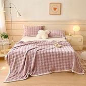 cheap Blankets &amp; Throws-Rabbit Fur Blanket Soft Plush Throw Blanket for Office Nap Single Double Bed Warm Faux Fur Blanket Cozy Sofa Air Conditioning Blanket