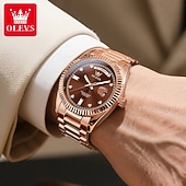 Недорогие Механические часы-OLEVS Мужские механические часы Роскошная мода Камни бизнес Светящийся календарь Водонепроницаемые часы на стальном ремешке