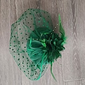 ieftine fascinatoare-Palarioare Tul Material Textil Pălărie Nuntă Petrecere ceai Cursă de cai cocktail Elegant Epocă Cu Pene Tul Diadema Articole Pentru Cap