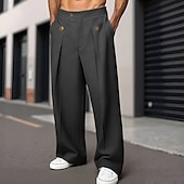 economico Pantaloni eleganti-Per uomo Pantaloni Pantaloni Eleganti Chinos Tasca Bottoni Semplice Comodità Formale Feste Lavoro Moda Stile Classico Nero Cachi Micro-elastico