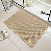 abordables Alfombra de baño absorbente-Alfombra de baño tipo gofre, alfombras de baño bohemias antideslizantes y lavables, ultrasuaves, súper absorbentes y de secado rápido, decoración rústica para el baño