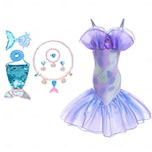 baratos Fantasia de Menina-Semana do Livro 2026 A Pequena Sereia Cauda de Sereia Vestido de Princesa Aqua Vestido de Halloween Fantasia de Cosplay Fantasia para Festa Temática Cosplay Filme Cosplay para Meninas Fantasia Infantil Carnaval Baile de Máscaras