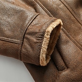 preiswerte Kunstlederjacke-Herren Kunstlederjacke Fleecejacke Bikerjacke Motorradjacke Urlaub Täglich Winddicht Warm Tasche Herbst Winter Einfach Mode Klassisch Revers Regulär Schwarz Khaki Kaffee Jacken