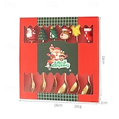 cheap Table &amp; Dining Decor-6Pcs Christmas Spoon and Fork Set Stainless Steel Christmas Tree Tea Coffee Dessert Ice Cream Tableware Creative Cutlery Gift for Home Holiday Party