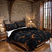 economico Set copripiumino-Set copripiumino in piuma d&#039;oca con stampa di roccia fluorescente gialla, 3 pezzi, per letto matrimoniale, morbido e corto, con 2 federe – biancheria da letto per camera d&#039;albergo, accogliente &amp;