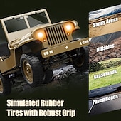 זול בקרות רדיו ומזלט"ים-רכב צבאי RC לאסף - ג'יפ וויליס צבאי בסגנון שלט רחוק - דגם מפורט לחובבים וילדים מתנה לחג המולד