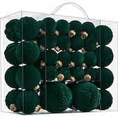 baratos Ornamentos-Conjunto de 46 enfeites de Natal em veludo para árvore de Natal, com bolas flocadas e inquebráveis, com laço para decoração natalina. Disponível em 3 tamanhos: 4/6/8 cm.