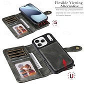 Недорогие Чехлы для iPhone-телефон Кейс для Назначение iPhone 17 Pro Max 17 Air Кошелек для карт Откидная крышка Магнитный Откидная подножка Разъем для карты Ретро ТПУ Кожа PU