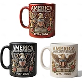 baratos Canecas &amp; Chávenas-Caneca comemorativa do 250º aniversário dos EUA, caneca de cerâmica de 11 onças para café comemora o 250º aniversário dos Estados Unidos, a águia e a bandeira simbolizam o decorador patriótico,