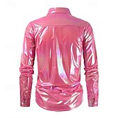 economico Cime-Retrò Vintage Anni '80 Camicia Disco Vernice in lattice lucido Metallico Costume Per uomo Halloween Carnevale Parata dell'Orgoglio Mese dell'orgoglio Adulti Camicia Estate