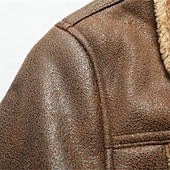 preiswerte Kunstlederjacke-Herren Kunstlederjacke Fleecejacke Bikerjacke Motorradjacke Urlaub Täglich Winddicht Warm Tasche Herbst Winter Einfach Mode Klassisch Revers Regulär Schwarz Khaki Kaffee Jacken