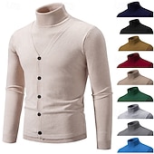 economico maglione pullover da uomo-Per uomo Felpa Maglione A Coste Maglia Top Regolari 2 in 1 Lavorato a maglia Semplice Dolcevita Maglieria Contemporaneo Casuale Abbigliamento quotidiano Abbigliamento Primavera Autunno Nero Borgogna