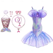 baratos Fantasia de Menina-Semana do Livro 2026 A Pequena Sereia Cauda de Sereia Vestido de Princesa Aqua Vestido de Halloween Fantasia de Cosplay Fantasia para Festa Temática Cosplay Filme Cosplay para Meninas Fantasia Infantil Carnaval Baile de Máscaras