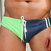 זול שחיית טרנקים ומכנסי לוח-בגדי ריקוד גברים חוטיני ים תחתונים תחתוני שחייה מתיחה נושם תחתיות שרוך גלישה ביקיני צלילה טלאים קיץ