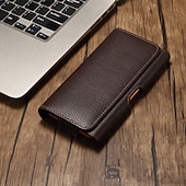 baratos saco de telefone universal-Estojo para celular masculino com presilha, bolsa de cintura, acessório em couro PU, carteira para celular, estilo vintage, capa protetora para celular.