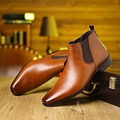 abordables Bottes de Chelsea-Homme Bottes Bottes Chelsea Marche Cuir PU Confortable Antidérapant Bottines Mocassin Bande Élastique Brun claire Brun foncé Noir Été Printemps Automne