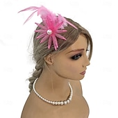 abordables Fascinateurs-Fascinators Perle Tissu Chapeau Fedora Formel Mariage Noël Fête du thé Course de Chevaux Élégant ancien Avec Plume Casque Couvre-chef