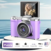 お買い得  アクションカメラ-1080P HDポータブルCCDカメラ 4Kレンズ フリップスクリーン USB充電式リチウムポリマーバッテリー 初心者向け旅行Vlogging 完璧なバレンタインデーギフト 初心者カメラ