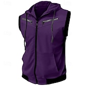 abordables sudaderas basicas hombre-Hombre Sudadera Sudadera con capucha y cremallera completa Negro Vino Rojo Azul Marino Morado Con Capucha Bloque de color Correa Bolsillo Deporte Diario Festivos Poliéster Ropa de calle Básico Casual