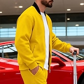 baratos Jaquetas Casuais-Homens jaqueta leve Jaqueta casual Férias Diário Respirável Bolsos Primavera Outono Bloco de cor Moda Clássico Colarinho Chinês Padrão Preto Amarelo Vermelho Azul Marinha Azul Royal Casaco