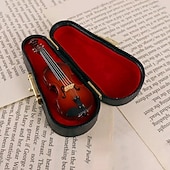 baratos Presentes-Estatueta de violino minúscula tocável, ornamento de modelo de violino em miniatura feito à mão, mini instrumento musical, presente de Natal para professores de escola de música, formatura, escritório