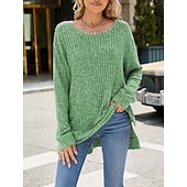 halpa Naisten Yksinkertaiset Paidat-Naisten Pusero Yhtenäinen väri Tyylikäs Vapaa-aika Pitkähihainen Tiukka pyöreä kaula-aukko Tavalliset topit Päivittäin Rypytetty Ruohonvihreä Musta Punastuvan vaaleanpunainen Viini Sininen Kevät