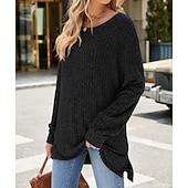 halpa Naisten Yksinkertaiset Paidat-Naisten Pusero Yhtenäinen väri Tyylikäs Vapaa-aika Pitkähihainen Tiukka pyöreä kaula-aukko Tavalliset topit Päivittäin Rypytetty Ruohonvihreä Musta Punastuvan vaaleanpunainen Viini Sininen Kevät