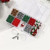 baratos kit de fazer miçangas-Contas de natal para fazer joias, pingentes de contas de argila para fazer pulseiras e colares, artesanato faça você mesmo, kit de contas de vidro para festas, acessórios de joias artesanais, presente